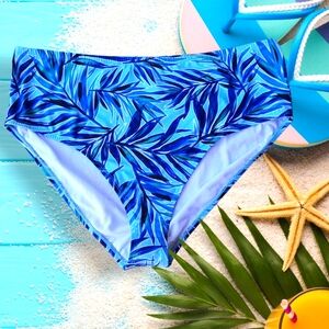 NEW Hurley Bikini Bottoms Blue Green Leaf Tropical Print Vacation Beach Plus 3X